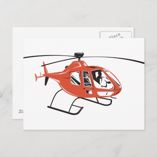 Hubschrauber Chopper Retro Postkarte (Vorne/Hinten)