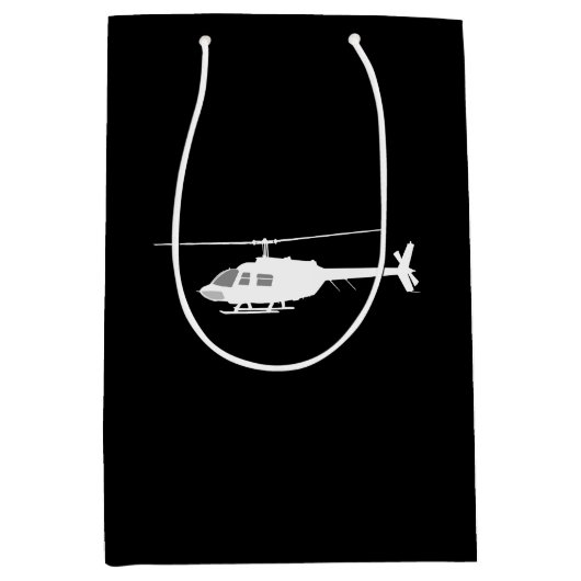 Hubschrauber-Chopper-Silhouette-fliegendes Mittlere Geschenktüte (Vorderseite)