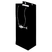 Hubschrauber Chopper Silhouette Flying Black Geschenktüte Für Weinflaschen (Rückseite Schrägansicht)