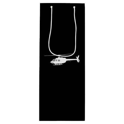 Hubschrauber Chopper Silhouette Flying Black Geschenktüte Für Weinflaschen (Vorderseite)