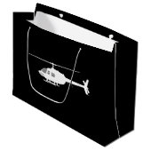Hubschrauber Chopper Silhouette Flying Black Große Geschenktüte (Vorderseite Schrägansicht)