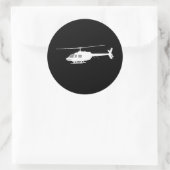 Hubschrauber Chopper Silhouette Flying Black Runder Aufkleber (Tasche)