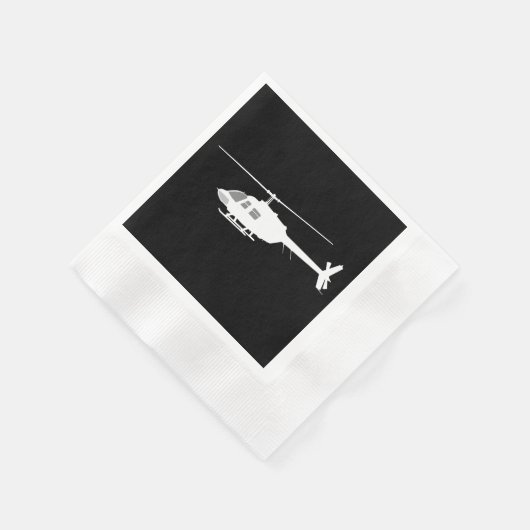 Hubschrauber Chopper Silhouette Flying Black Serviette (Ecke)