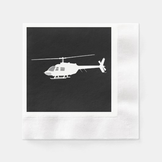 Hubschrauber Chopper Silhouette Flying Black Serviette (Vorderseite)