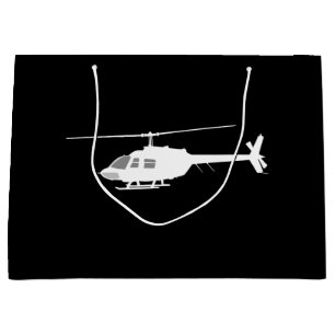 Hubschrauber-Chopper-Silhouette Schwarz fliegen Große Geschenktüte