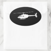 Hubschrauber Chopper Silhouette Schwarz Flying Dec Ovaler Aufkleber (Tasche)