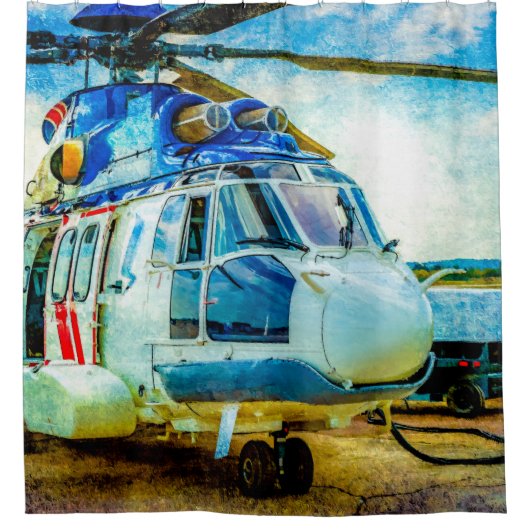 Hubschrauber Duschvorhang (Vorderseite)