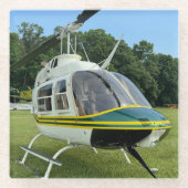 Hubschrauber Foto, Luftfahrt, Mit Monogramm Glasuntersetzer (Vorderseite)