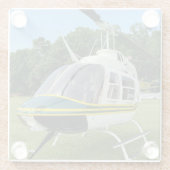 Hubschrauber Foto, Luftfahrt, Mit Monogramm Glasuntersetzer (Rückseite)