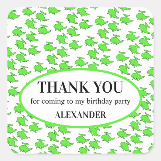 Hubschrauber-Gastgeschenk Quadratischer Aufkleber (Vorderseite)