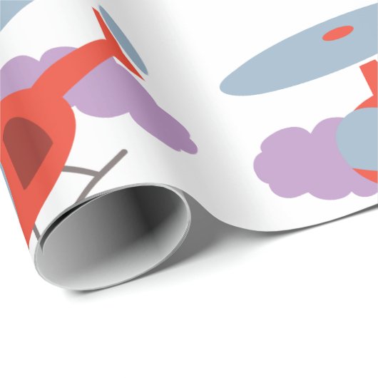 Hubschrauber Geschenkpapier (Rolleneckpunkt)