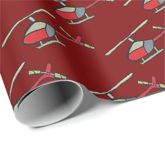 Hubschrauber Geschenkpapier (Rolleneckpunkt)
