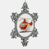 Hubschrauber-Krankenwagen Schneeflocken Zinn-Ornament (Links)