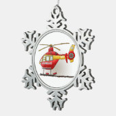 Hubschrauber-Krankenwagen Schneeflocken Zinn-Ornament (Rechts)