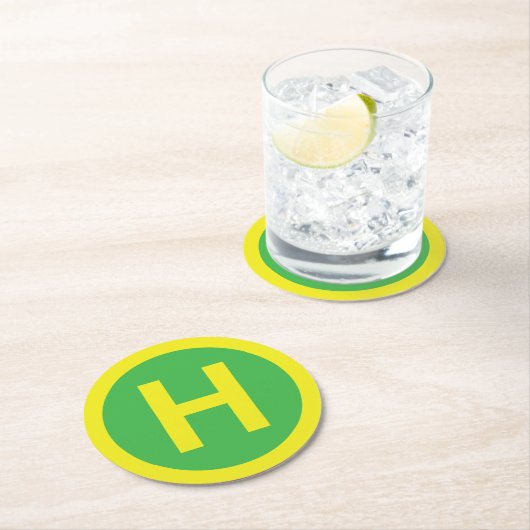 Hubschrauber-Landeplatz Zeichen Runder Pappuntersetzer (Vor Ort)