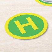 Hubschrauber-Landeplatz Zeichen Runder Pappuntersetzer (Angewinkelt)