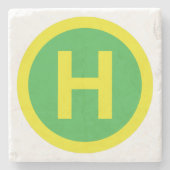 Hubschrauber-Landeplatz Zeichen Steinuntersetzer (Vorderseite)