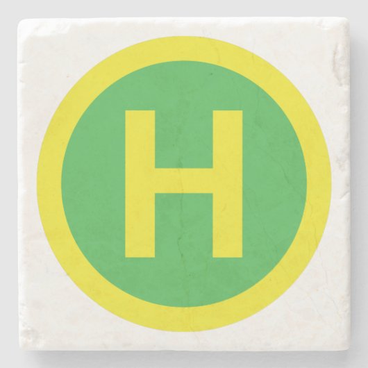 Hubschrauber-Landeplatz Zeichen Steinuntersetzer (Vorderseite)