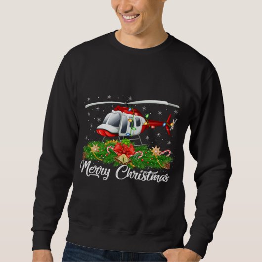 Hubschrauber Lover Matching Weihnachtsmannmütze Hu Sweatshirt (Vorderseite)