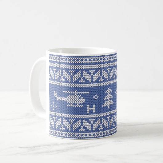 Hubschrauber-Luftfahrt-Weihnachtsmuster Kaffeetasse (Vorderseite Links)