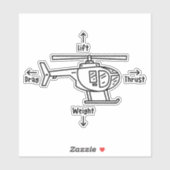 Hubschrauber mit vier Streitkräften Aufkleber (Blatt)