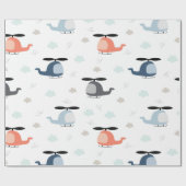 Hubschrauber mit Wolken und Wolken Geschenkpapier (Flach)