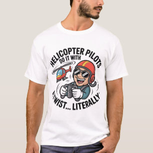 Hubschrauber-Pilot Cartoon-Maskottchen T-Shirt