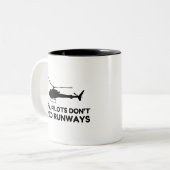 Hubschrauber PILOT-RUNWEGE Zweifarbige Tasse (Vorderseite Links)