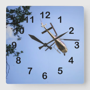 Hubschrauber Quadratische Wanduhr