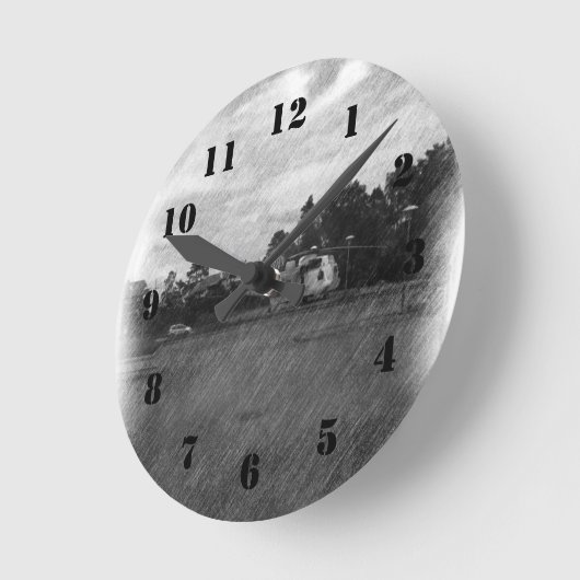 Hubschrauber Runde Wanduhr (Winkel)
