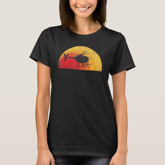 Hubschrauber-Silhouette Md 500 Sunset Pilot T-Shirt (Vorderseite)