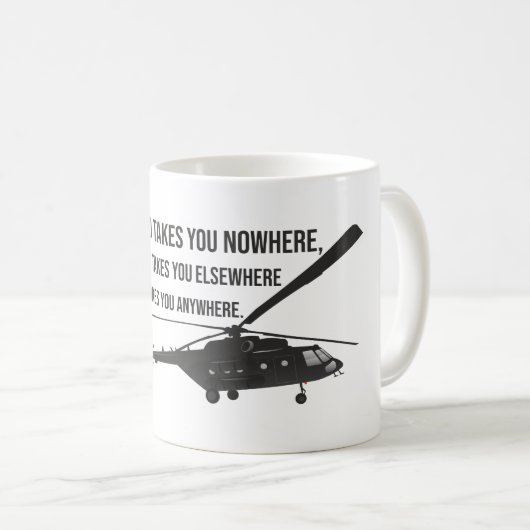 Hubschrauber-Tasse mit Zitat Kaffeetasse (VorderseiteRechts)