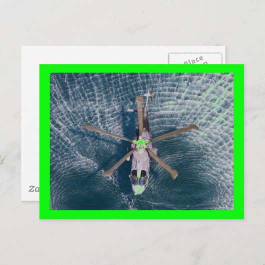 Hubschrauber über Wasser Postkarte (Vorne/Hinten)