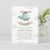 Hubschrauber und Sky | Es ist eine Baby-Dusche für Einladung (Stehend Vorderseite)