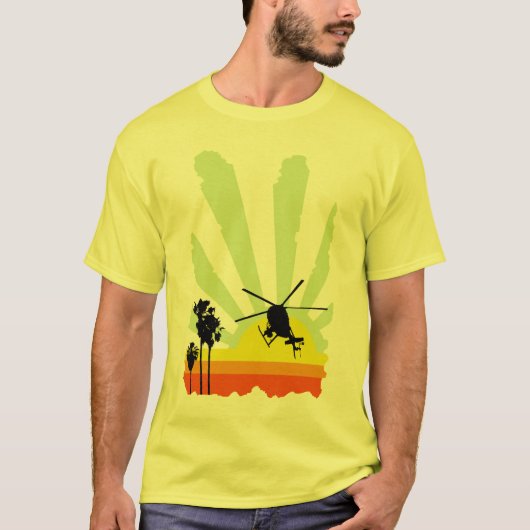 Hubschrauber und Sonnenuntergang T-Shirt (Vorderseite)
