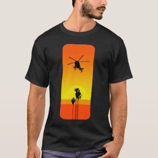 Hubschrauber und Sonnenuntergang T-Shirt
