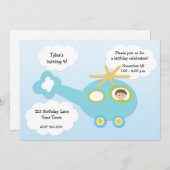 Hubschrauber zum Geburtstag Einladung (Vorne/Hinten)