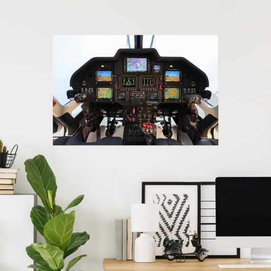 Hubschraubercockpit Poster (Heimbüro)