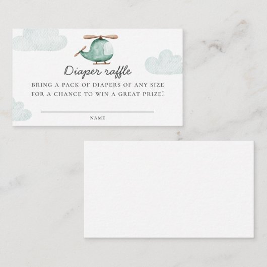 Hubschrauberfahrkarte | Baby Shower Game Begleitkarte (Vorne/Hinten)