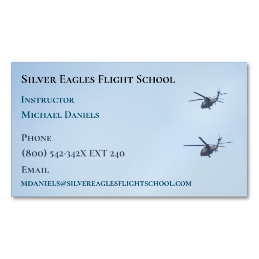 Hubschrauberflug für Schullehrer Magnetische Visitenkarte (Vorderseite)