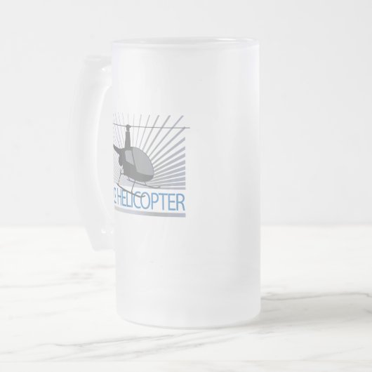 Hubschrauberflugzeug Mattglas Bierglas (Vorderseite Links)