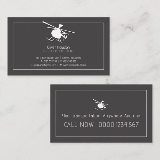 Hubschrauberpilot | Lufttaxi Visitenkarte (Vorne/Hinten)