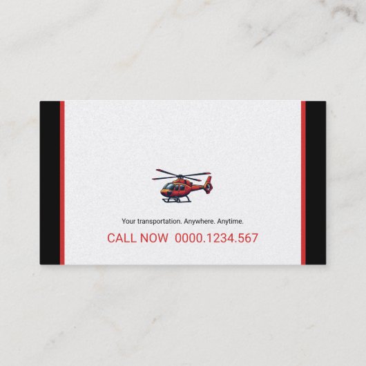 Hubschrauberpilot | Transport Visitenkarte (Rückseite)