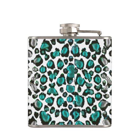 Hübschste violette aquamarine Leopard-überhaupt Flachmann (Rückseite)