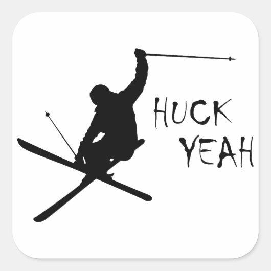Huck Yeah (Ski) Quadratischer Aufkleber (Vorderseite)