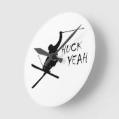 Huck Yeah (Ski) Runde Wanduhr (Winkel)