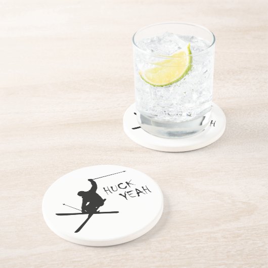 Huck Yeah (Ski) Sandstein Untersetzer (Seite)