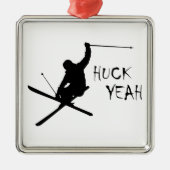 Huck Yeah (Ski) Silbernes Ornament (Vorne)