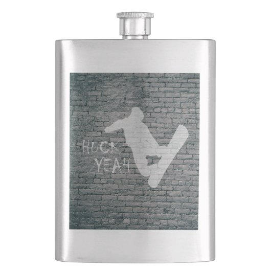 Huck Yeah (Snowboarden) Flachmann (Vorderseite)