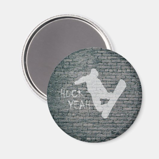 Huck Yeah (Snowboarden) Magnet (Vorderseite/Rückseite)